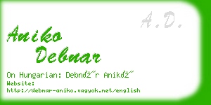 aniko debnar business card